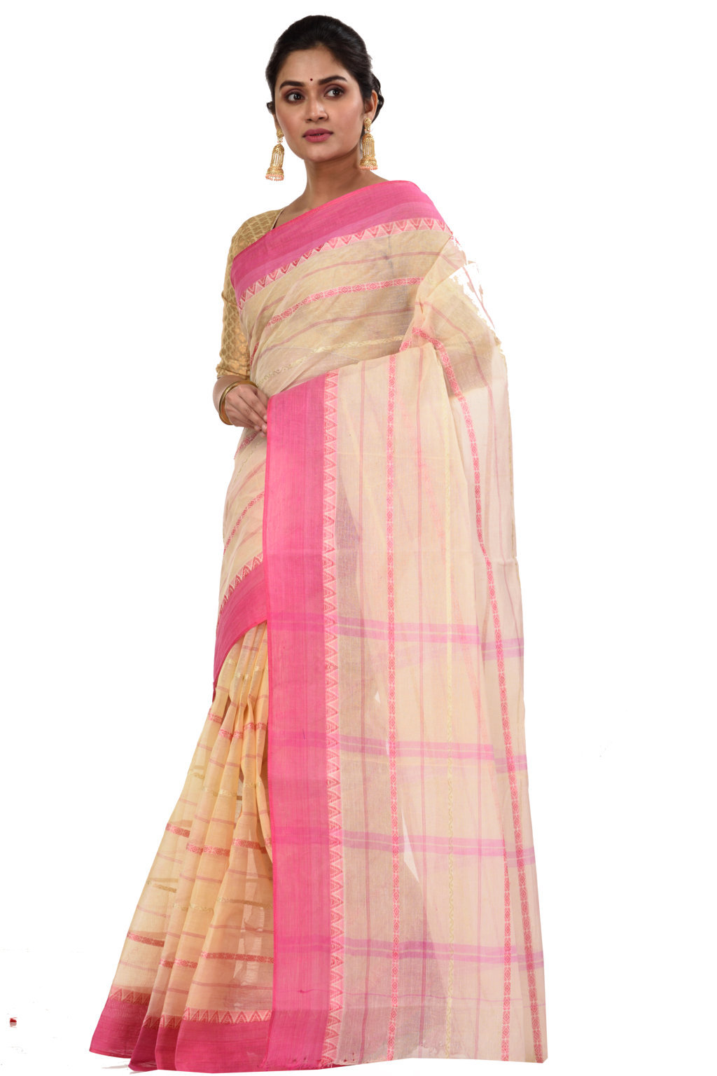 Pink Pure Cotton Boysko Tant Saree (429)
